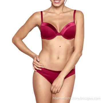 Microfiber lingerie set with satin band